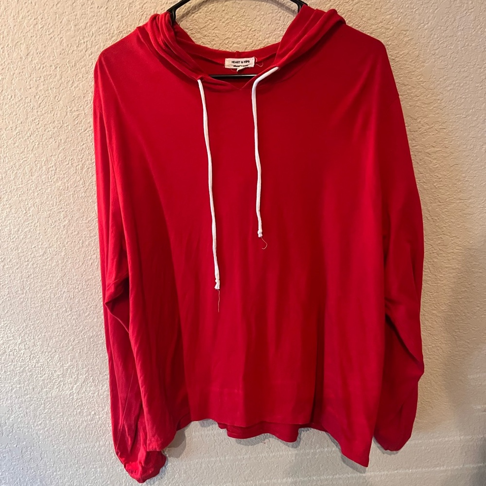 Heart Hips Red Top with White stripes + hood